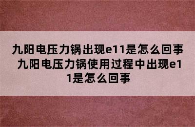 九阳电压力锅出现e11是怎么回事 九阳电压力锅使用过程中出现e11是怎么回事